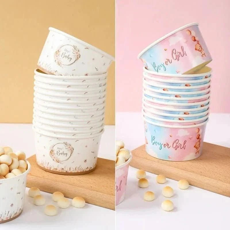 10Pcs Gender Reveal Paper Bowls – Boy or Girl Baby Shower Party Supplies - Waydiy