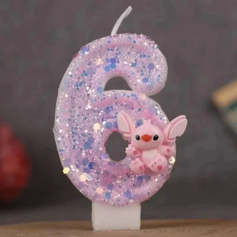 Pink Cartoon Number Candles 0–9 – Birthday Cake Decoration for Kids Parties - Waydiy