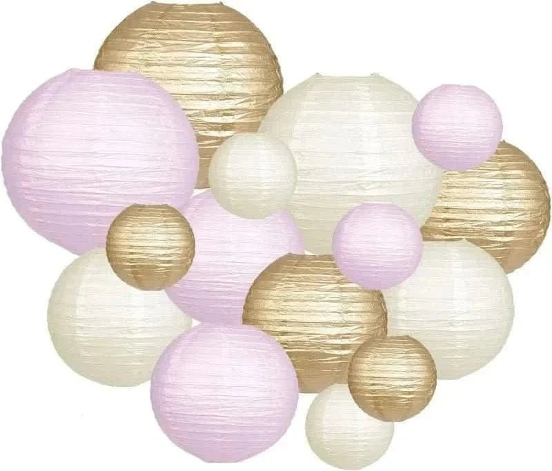 15Pcs Sage Green Paper Lantern Set – Round Hanging Party Decorations - Waydiy
