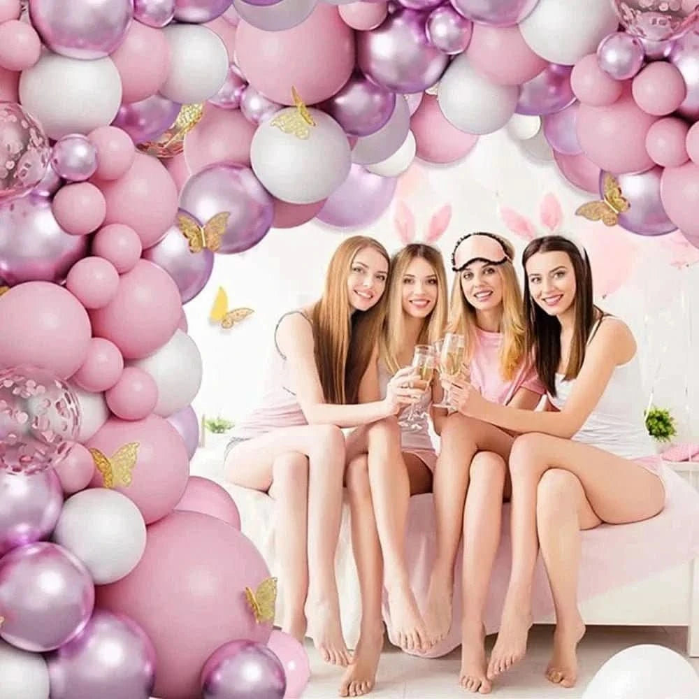 Butterfly Balloon Arch Kit – White, Pink & Confetti Balloons for Party Decorations - Waydiy
