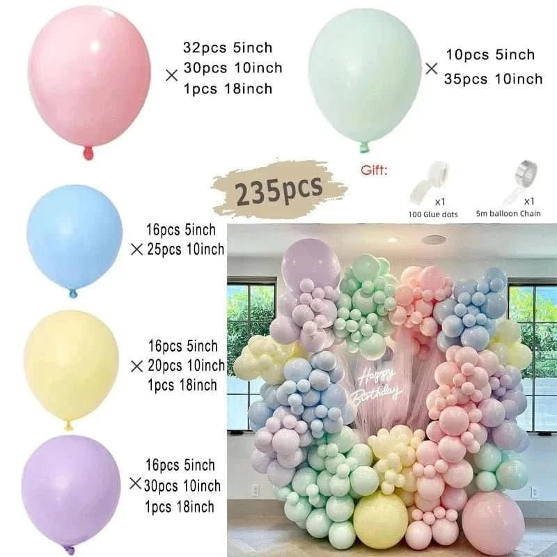 Macaron Rainbow Balloon Garland Arch Kit – Pastel Pink Party Decorations - Waydiy