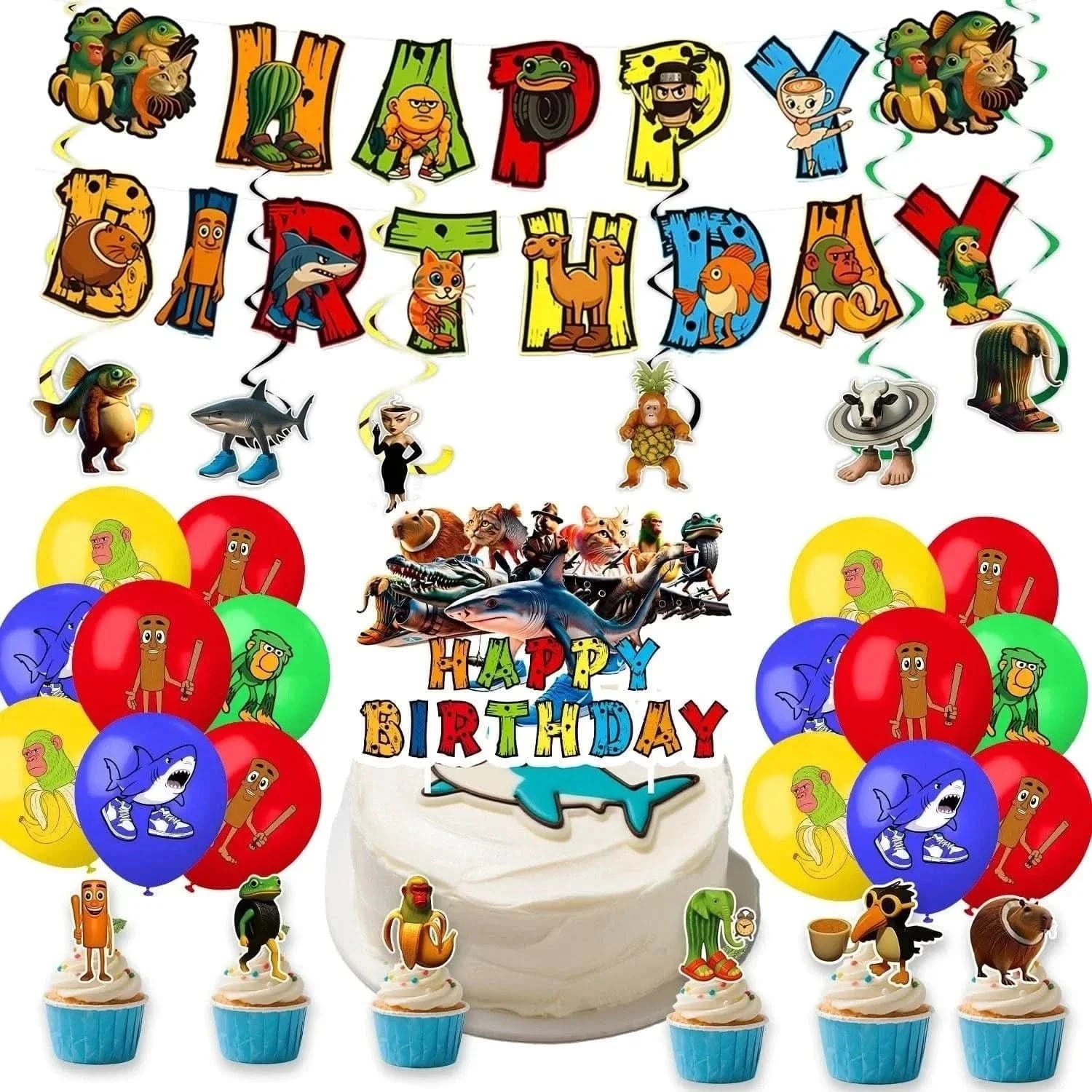Birthday Party Tableware Set – Plates, Banner & Decorations for Baby Shower - Waydiy