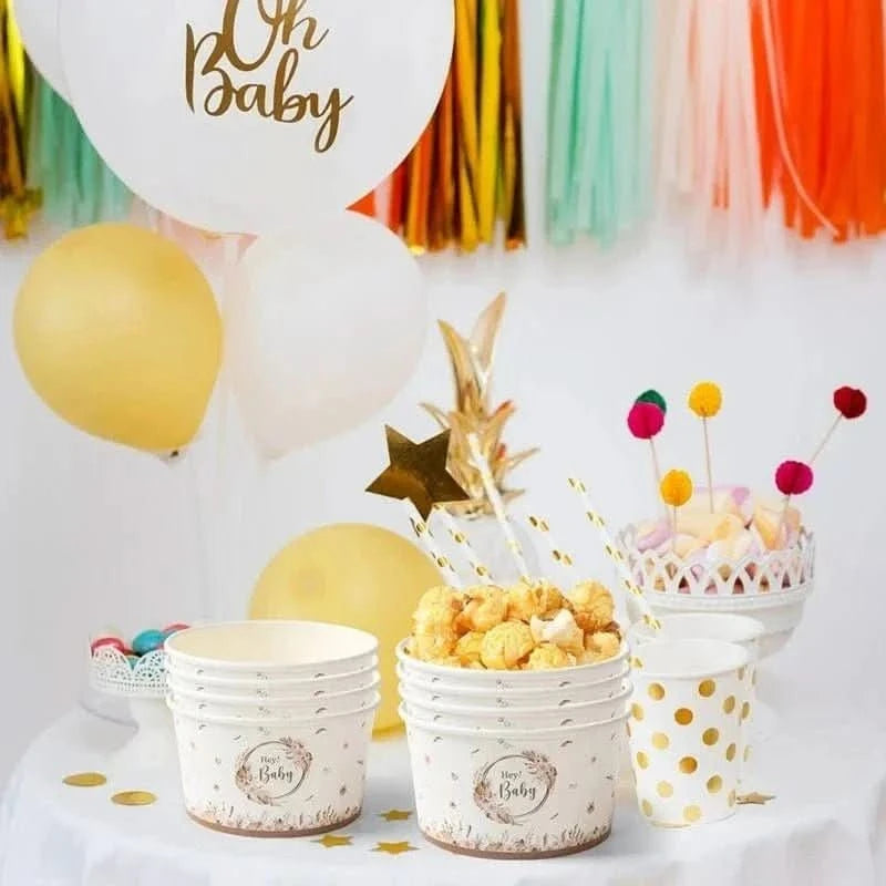 10Pcs Gender Reveal Paper Bowls – Boy or Girl Baby Shower Party Supplies - Waydiy