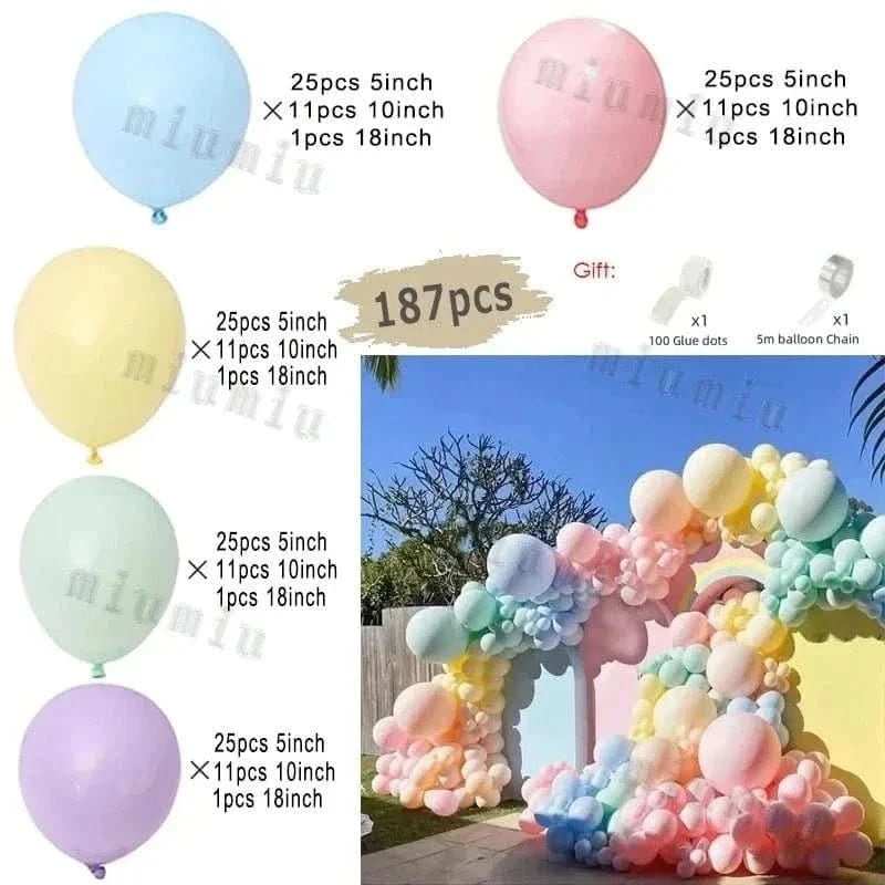 Macaron Rainbow Balloon Garland Arch Kit – Pastel Pink Party Decorations - Waydiy