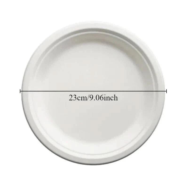 50Pcs Disposable Round Paper Plates – Party, Picnic & Camping Tableware - Waydiy
