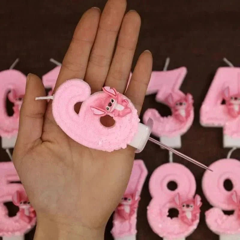 Pink Cartoon Number Candles 0–9 – Birthday Cake Decoration for Kids Parties - Waydiy