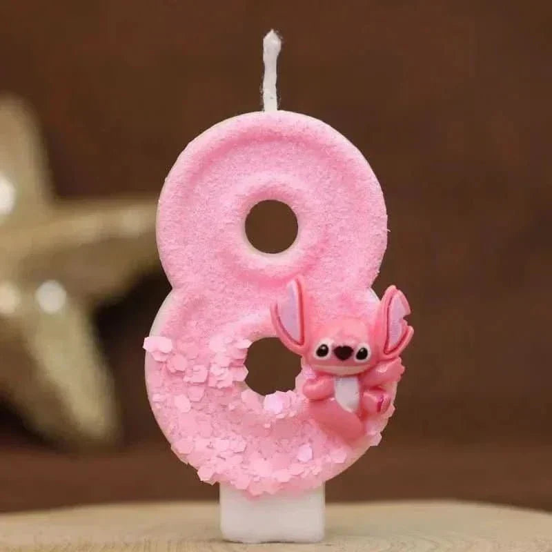 Pink Cartoon Number Candles 0–9 – Birthday Cake Decoration for Kids Parties - Waydiy