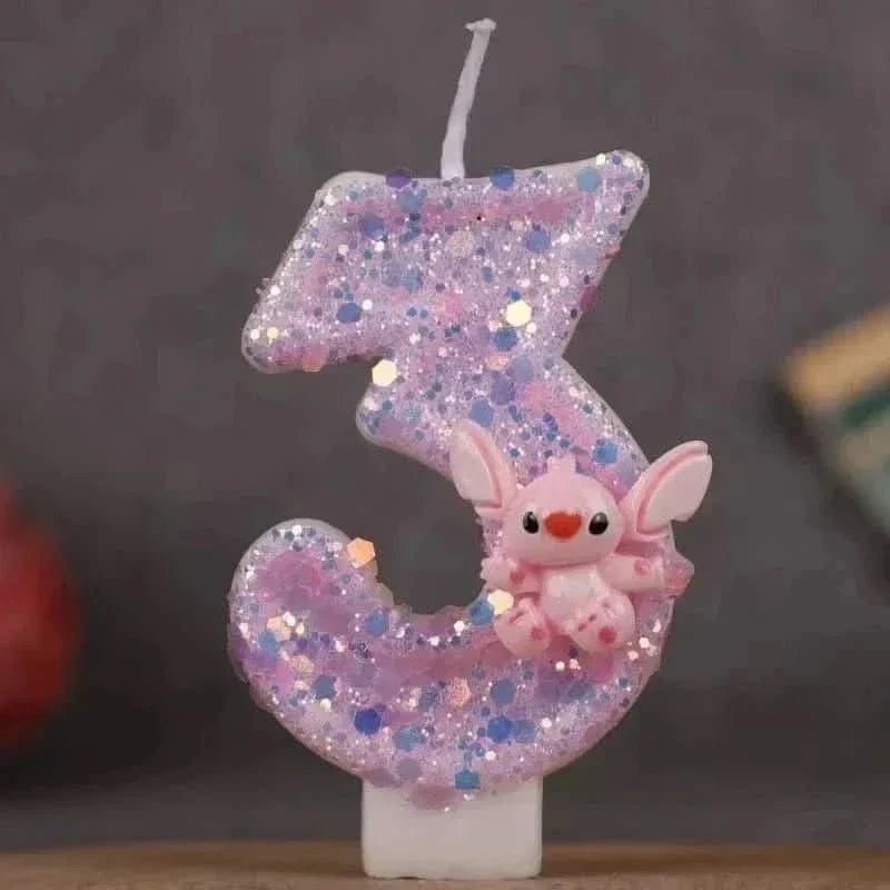 Pink Cartoon Number Candles 0–9 – Birthday Cake Decoration for Kids Parties - Waydiy