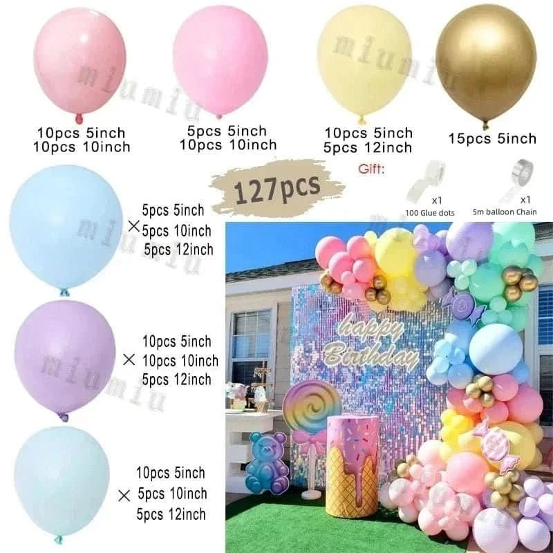 Macaron Rainbow Balloon Garland Arch Kit – Pastel Pink Party Decorations - Waydiy