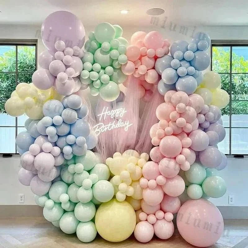 Macaron Rainbow Balloon Garland Arch Kit – Pastel Pink Party Decorations - Waydiy