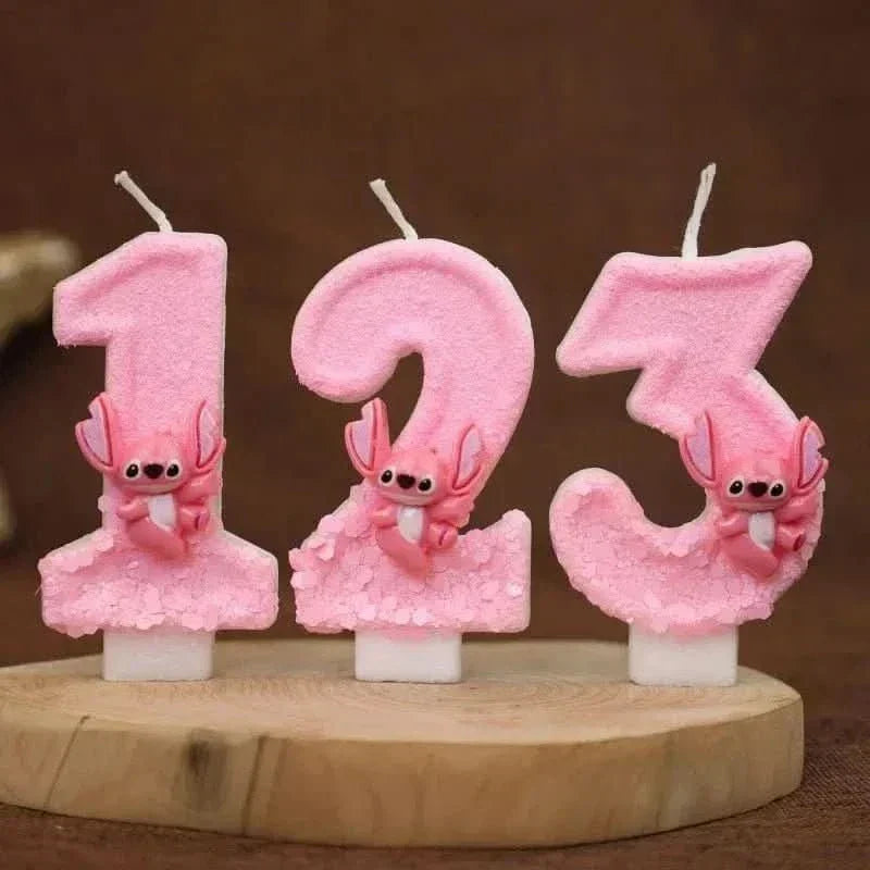 Pink Cartoon Number Candles 0–9 – Birthday Cake Decoration for Kids Parties - Waydiy