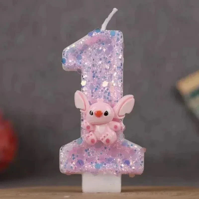 Pink Cartoon Number Candles 0–9 – Birthday Cake Decoration for Kids Parties - Waydiy