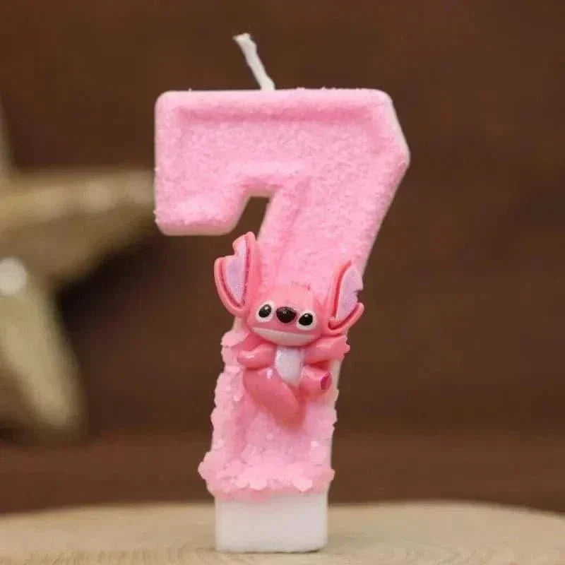 Pink Cartoon Number Candles 0–9 – Birthday Cake Decoration for Kids Parties - Waydiy