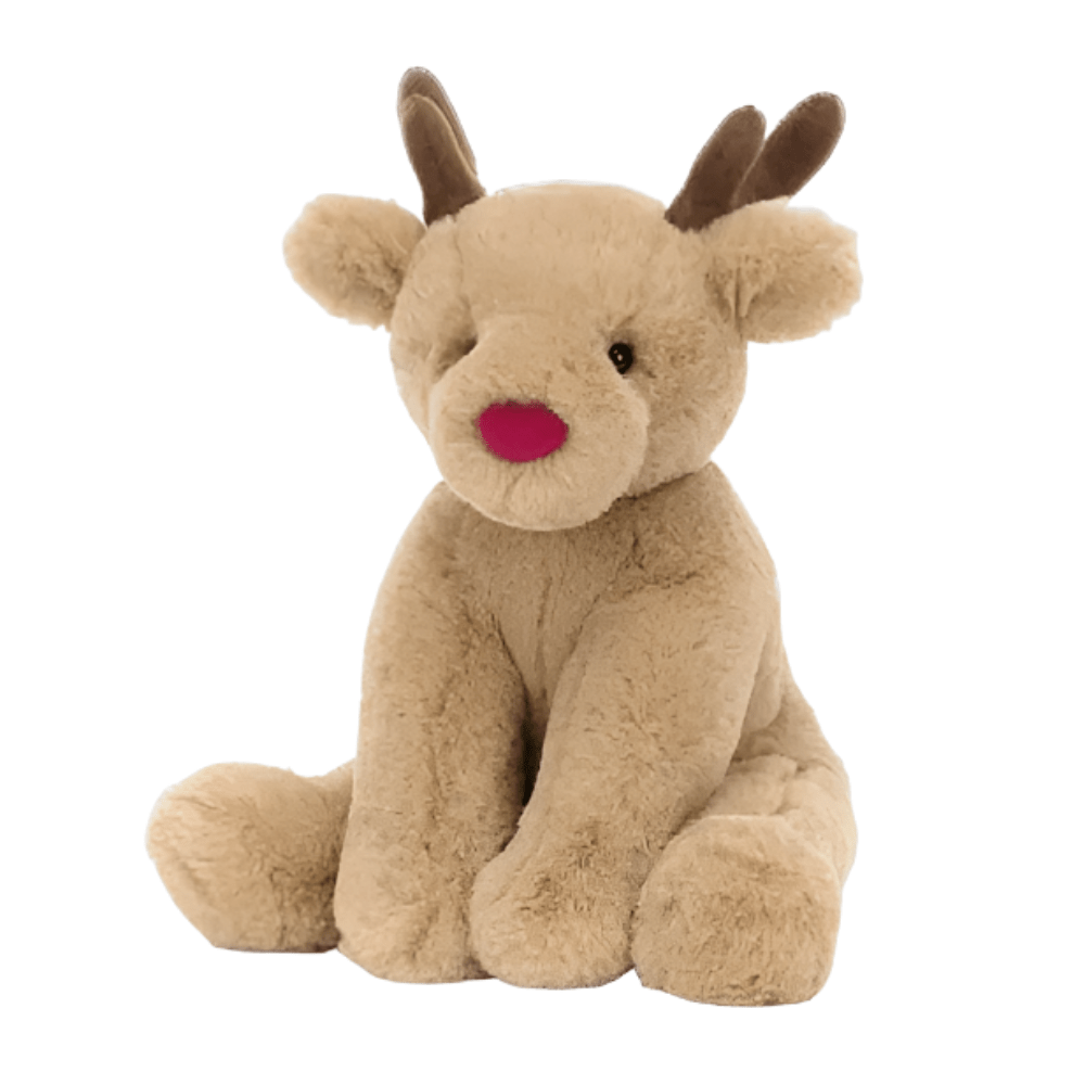 Plush Reindeer Toy – Soft Holiday Stuffed Animal, 8 in - Waydiy