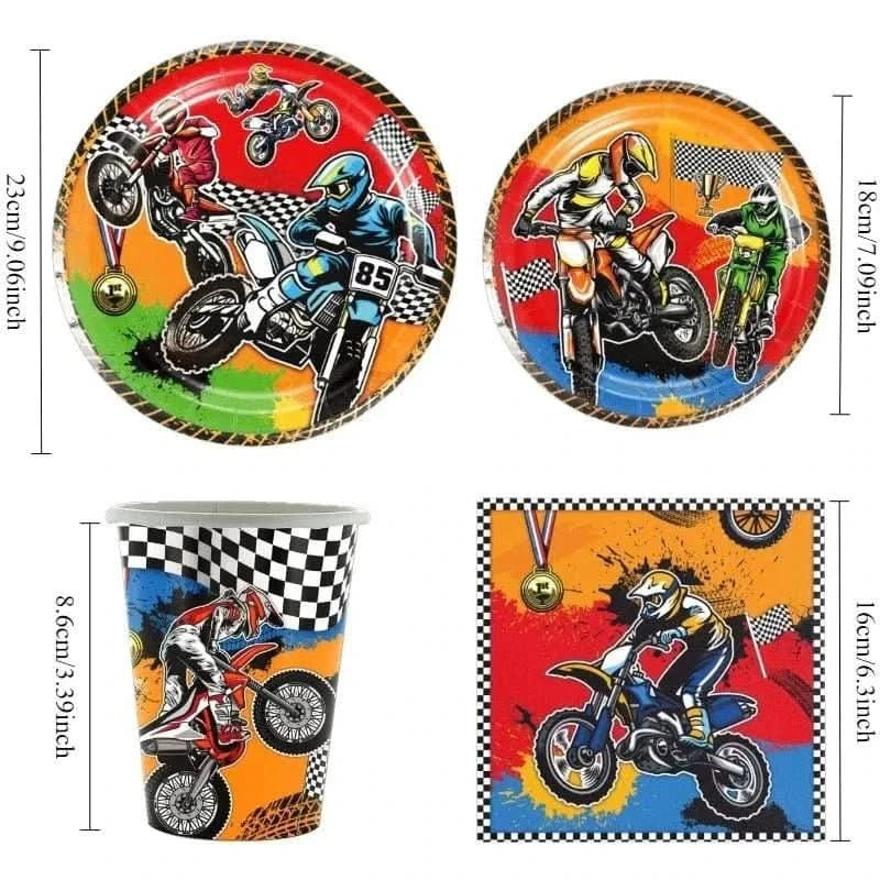 Off - Road Motorcycle Party Tableware Set – Birthday & Baby Shower Decorations - Waydiy
