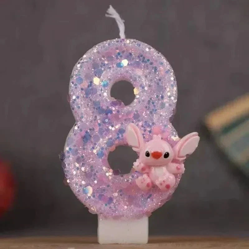 Pink Cartoon Number Candles 0–9 – Birthday Cake Decoration for Kids Parties - Waydiy