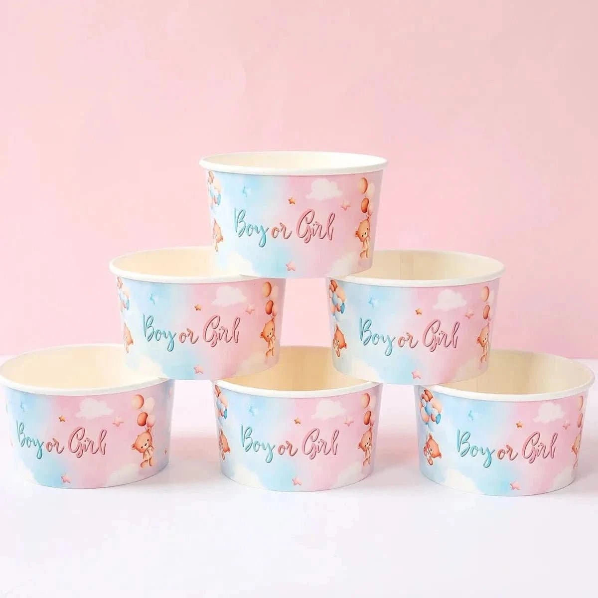 10Pcs Gender Reveal Paper Bowls – Boy or Girl Baby Shower Party Supplies - Waydiy