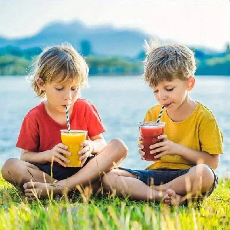 200Pcs Biodegradable Paper Straws – 8 Colors, Stripe Design, 7.75 in - Waydiy