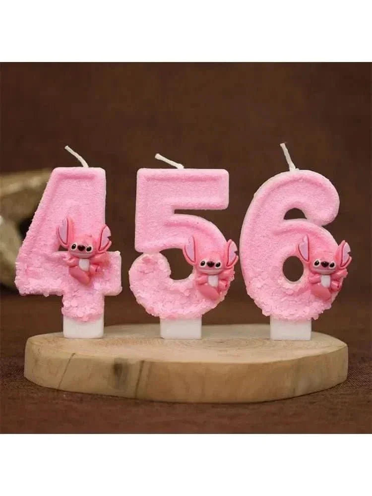Pink Cartoon Number Candles 0–9 – Birthday Cake Decoration for Kids Parties - Waydiy