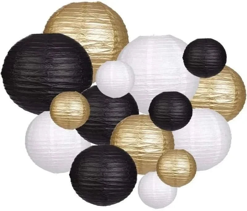 15Pcs Sage Green Paper Lantern Set – Round Hanging Party Decorations - Waydiy