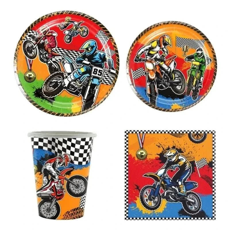 Off - Road Motorcycle Party Tableware Set – Birthday & Baby Shower Decorations - Waydiy