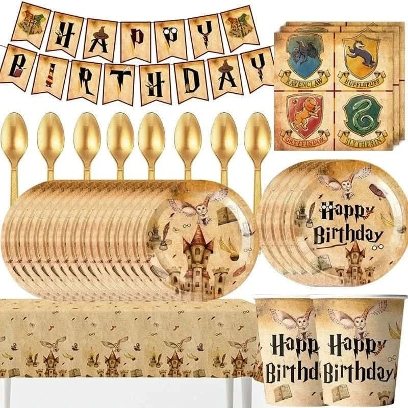 Magic Academy Party Tableware Set – Disposable Plates & Cups for Kids Birthday - Waydiy