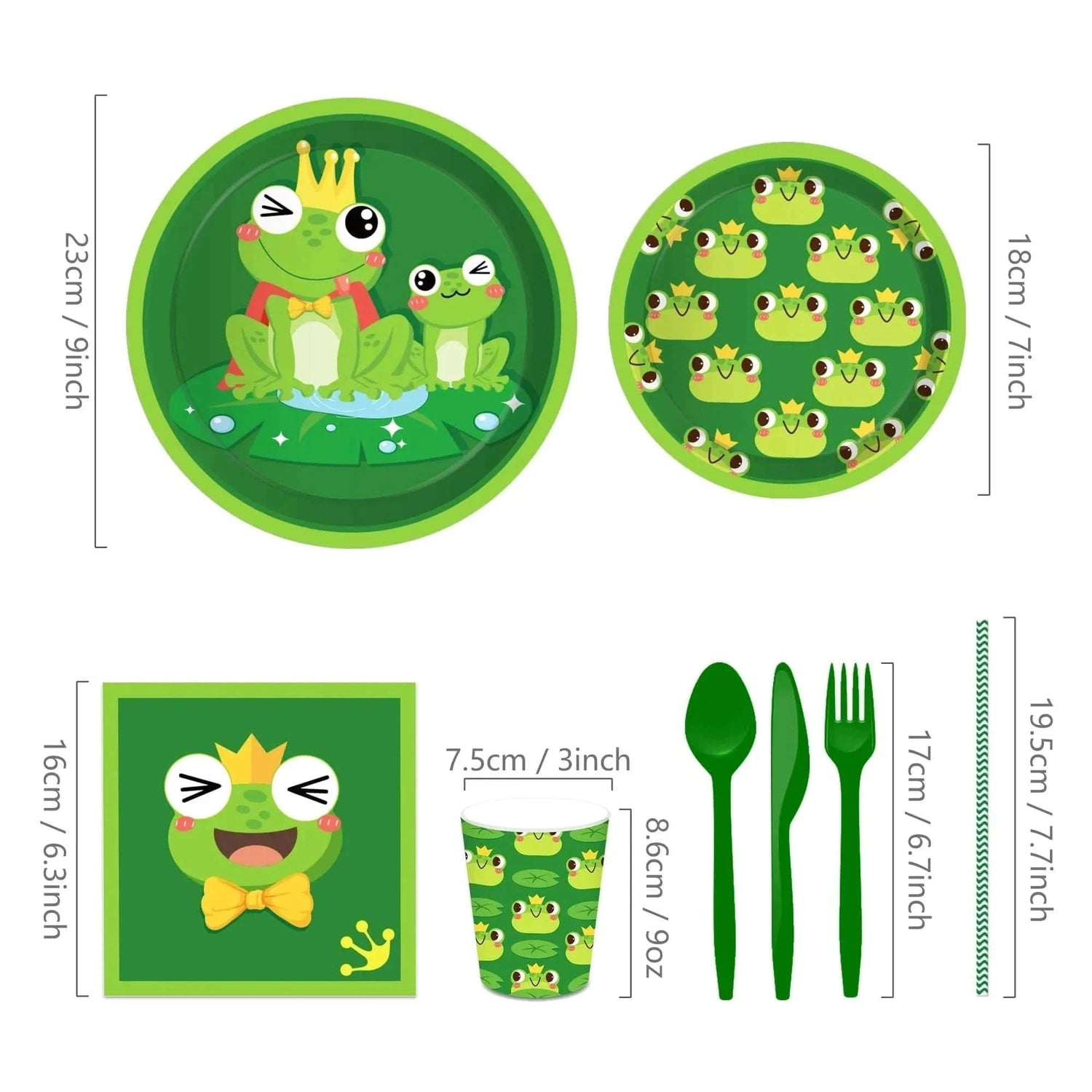 Cartoon Frog Party Tableware Set – Disposable Tablecloth & Decorations - Waydiy