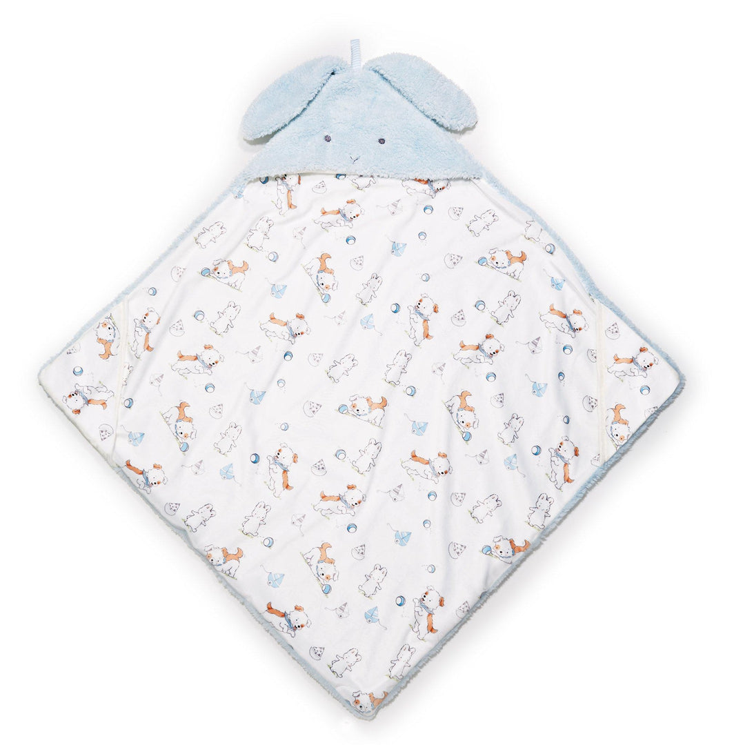 Hooded Baby Blanket – Bud Bunny & Skipit Pup Print, 28 x 28 in