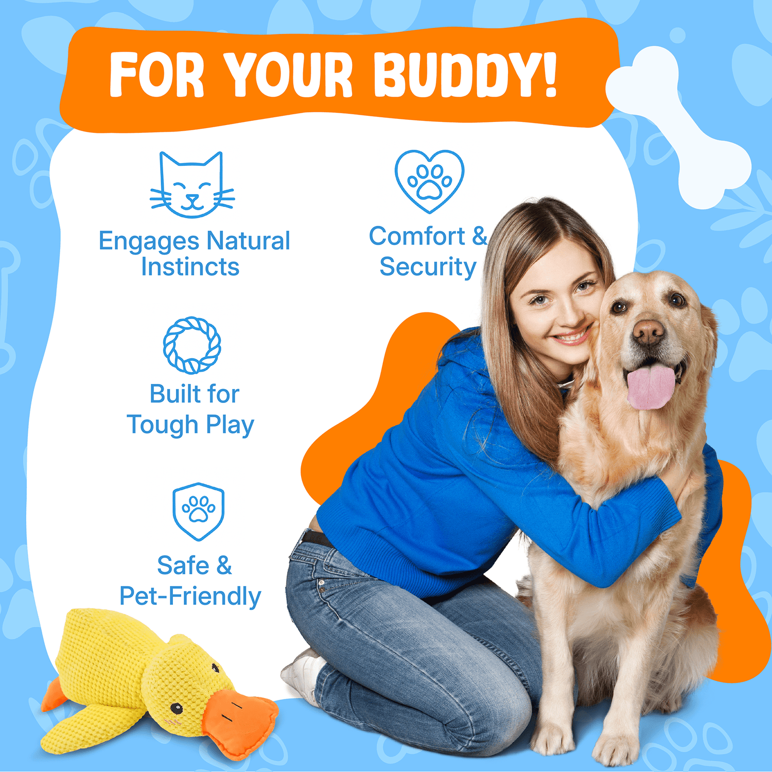 Dog Toy Soft Plush Duck Chew Toy - Waydiy