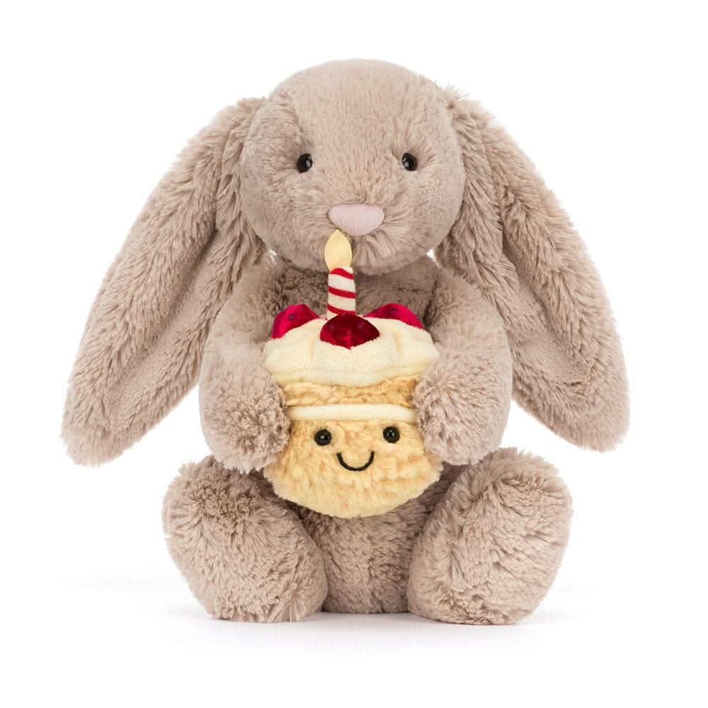 Bunny Plush Toy with Birthday Cake – 31 cm - Waydiy