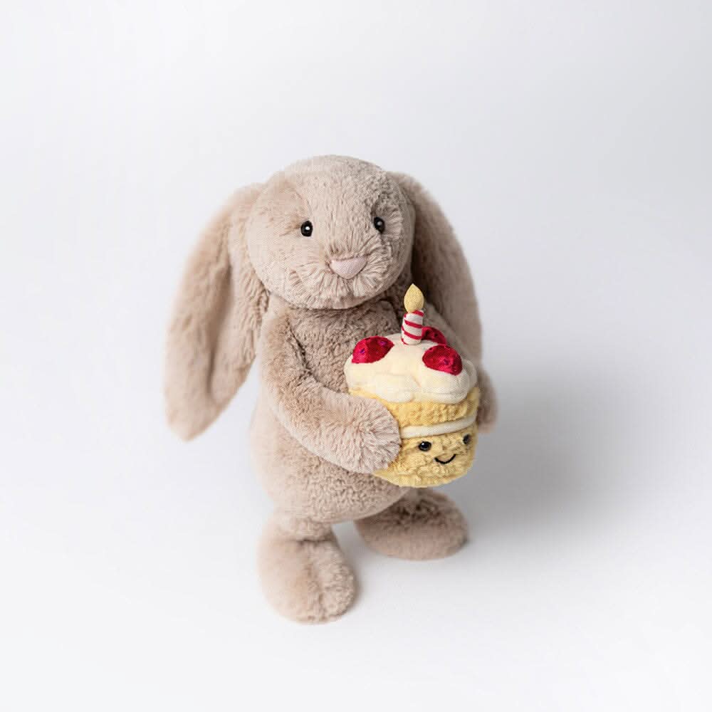 Bunny Plush Toy with Birthday Cake – 31 cm - Waydiy