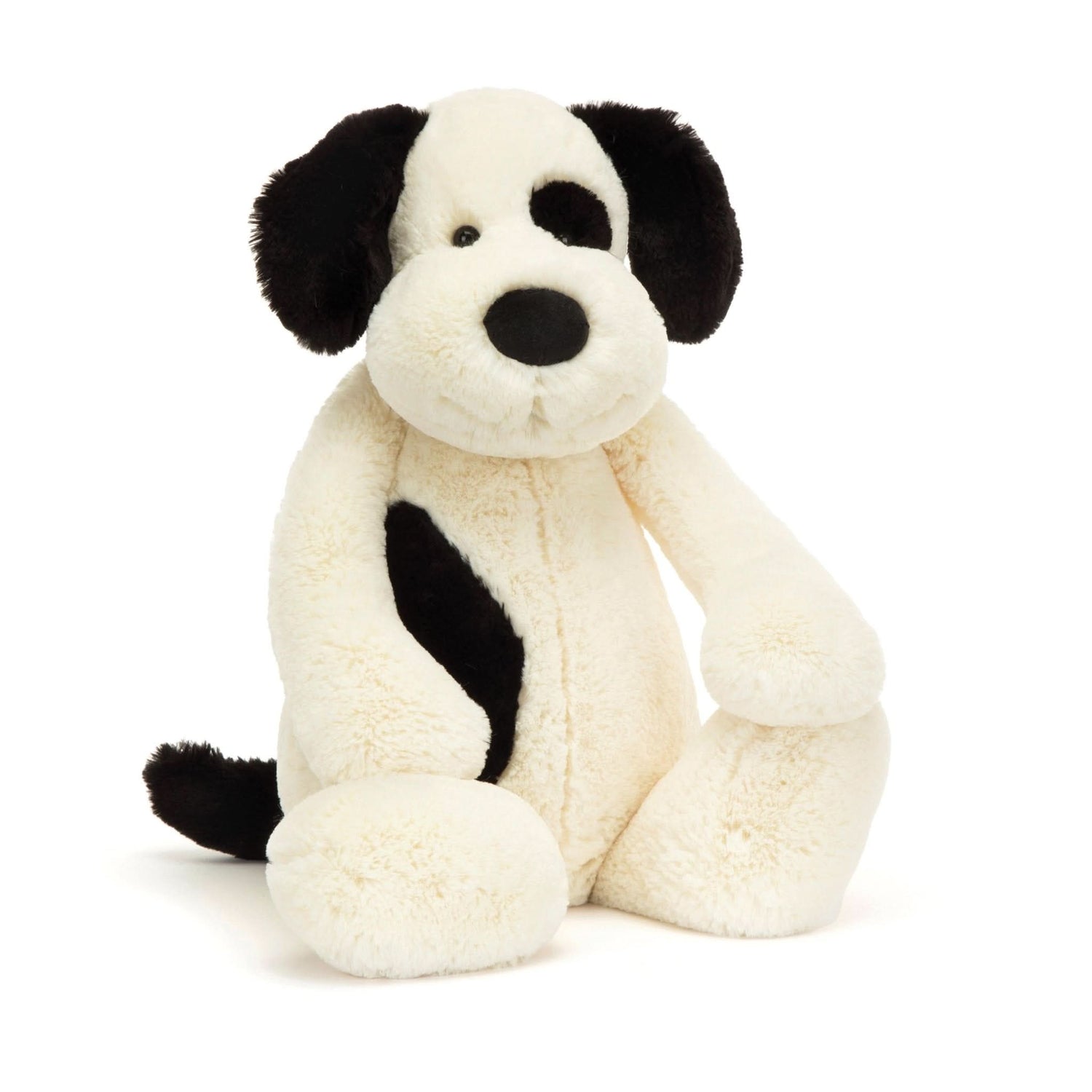 Plush Black & Cream Puppy Soft Toy – 26cm - Waydiy
