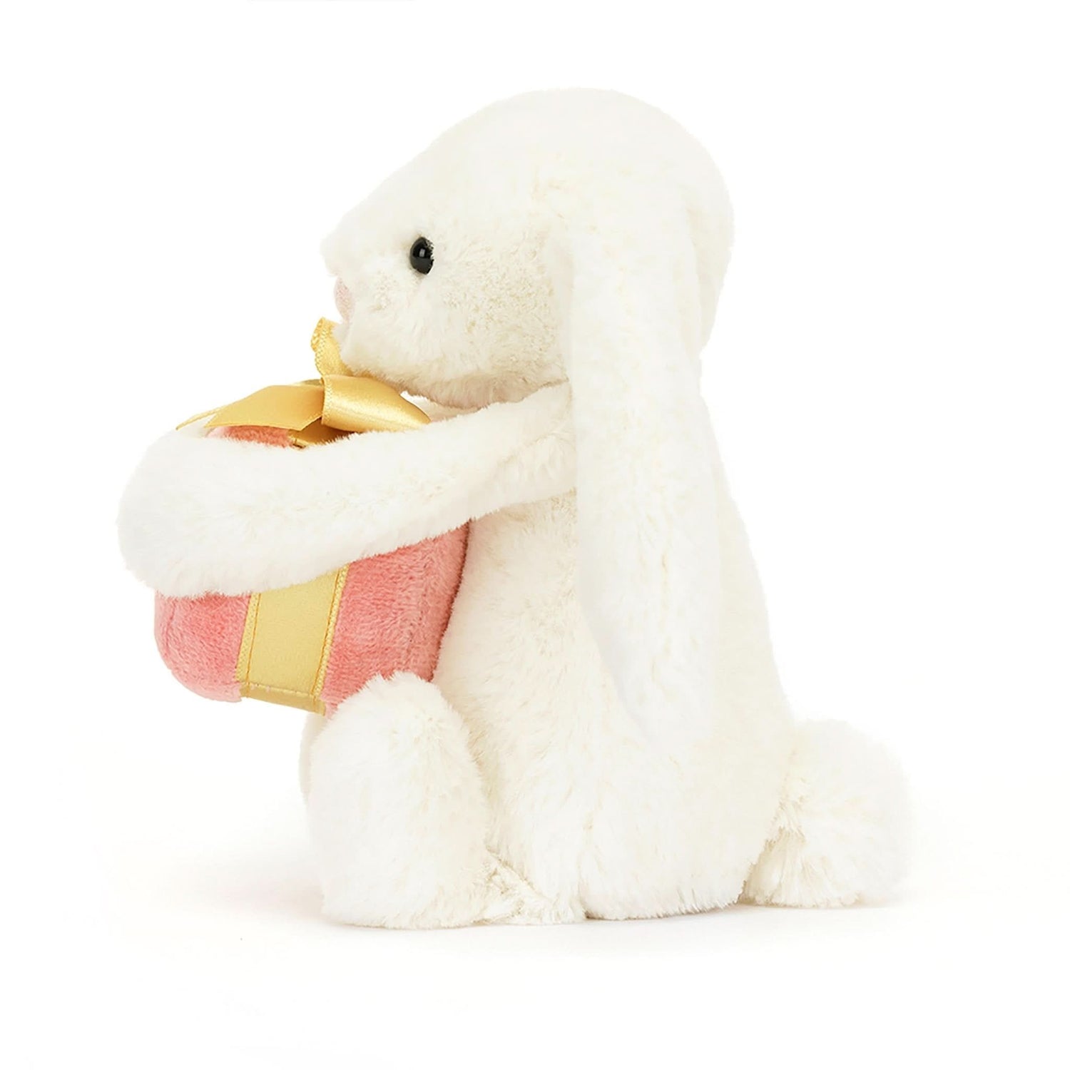 Bashful Cream Bunny with Present – 18cm - Waydiy