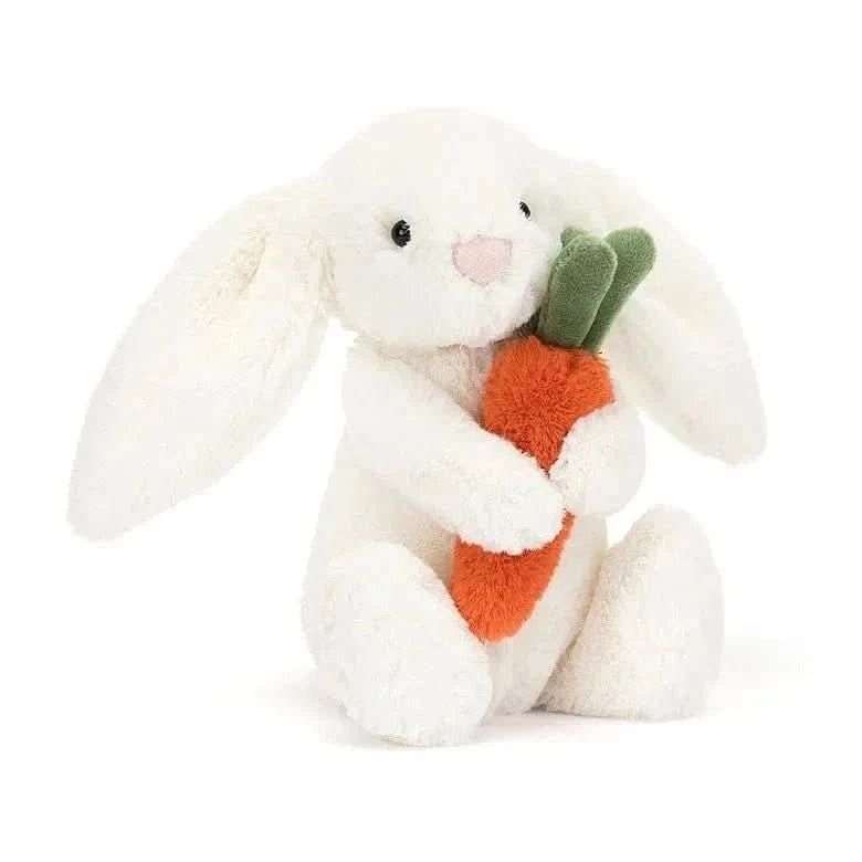 Plush White Bunny with Carrot – 18cm - Waydiy