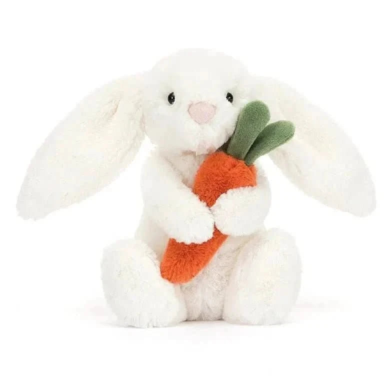 Plush White Bunny with Carrot – 18cm - Waydiy