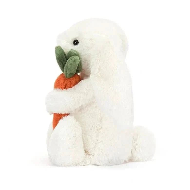 Plush White Bunny with Carrot – 18cm - Waydiy