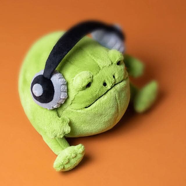 Plush Frog Toy with Headphones – 21cm - Waydiy