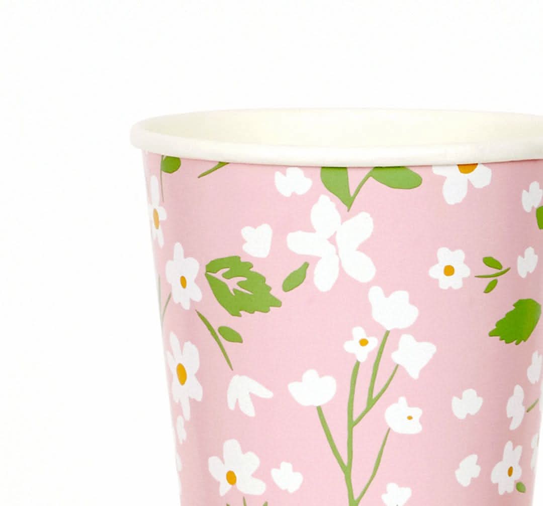 Ditsy Floral Paper Cups – 9 oz Party Set of 12 (4 Colors) - Waydiy
