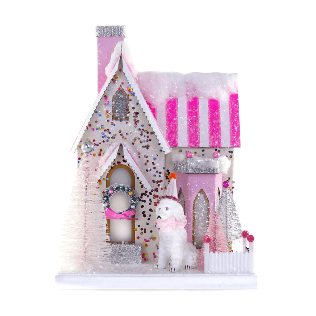 Poodle Palace Christmas Decoration, 12.5 in - Waydiy
