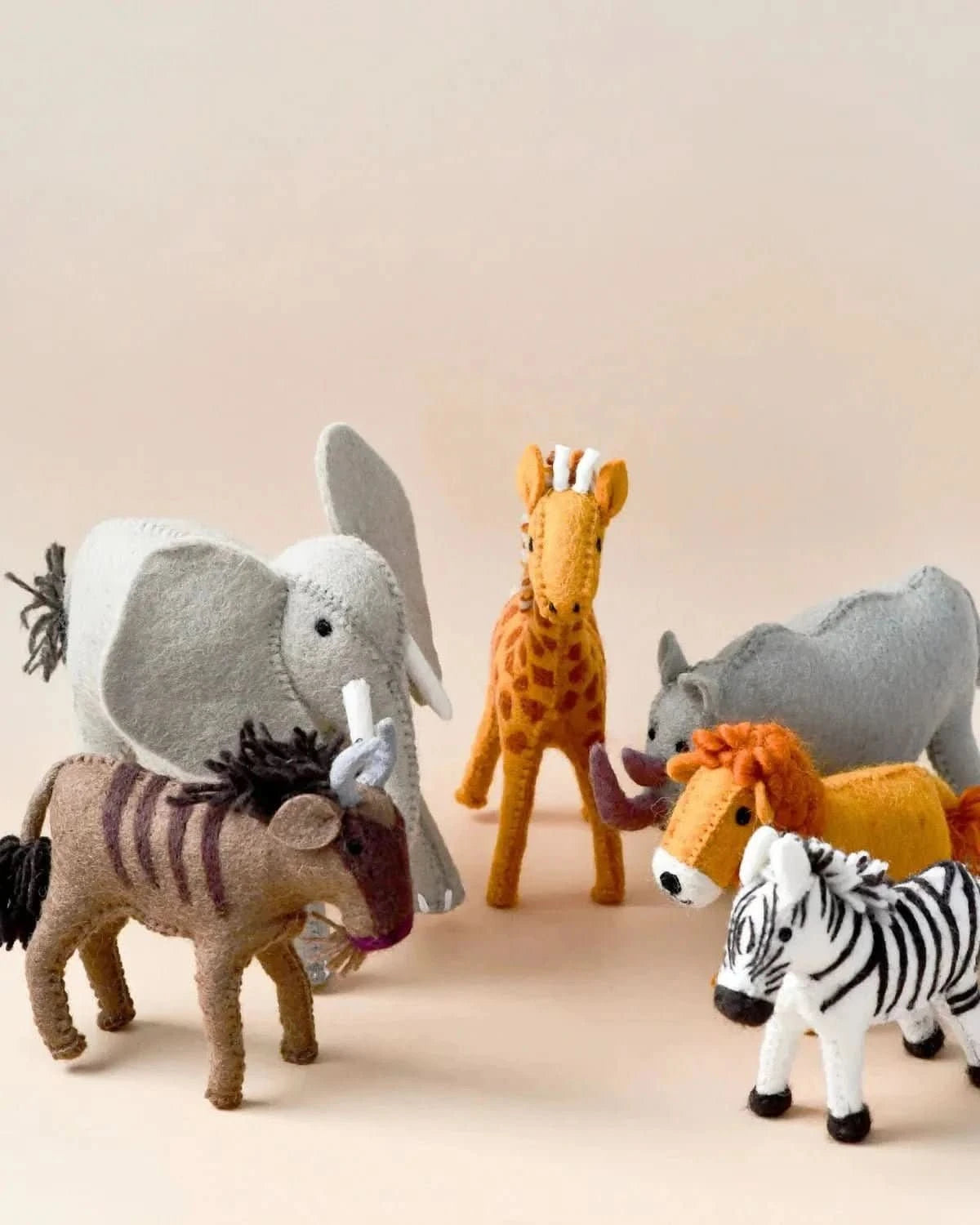 Felt Safari Animals Set – 6 Handmade Wool Felt Toys - Waydiy