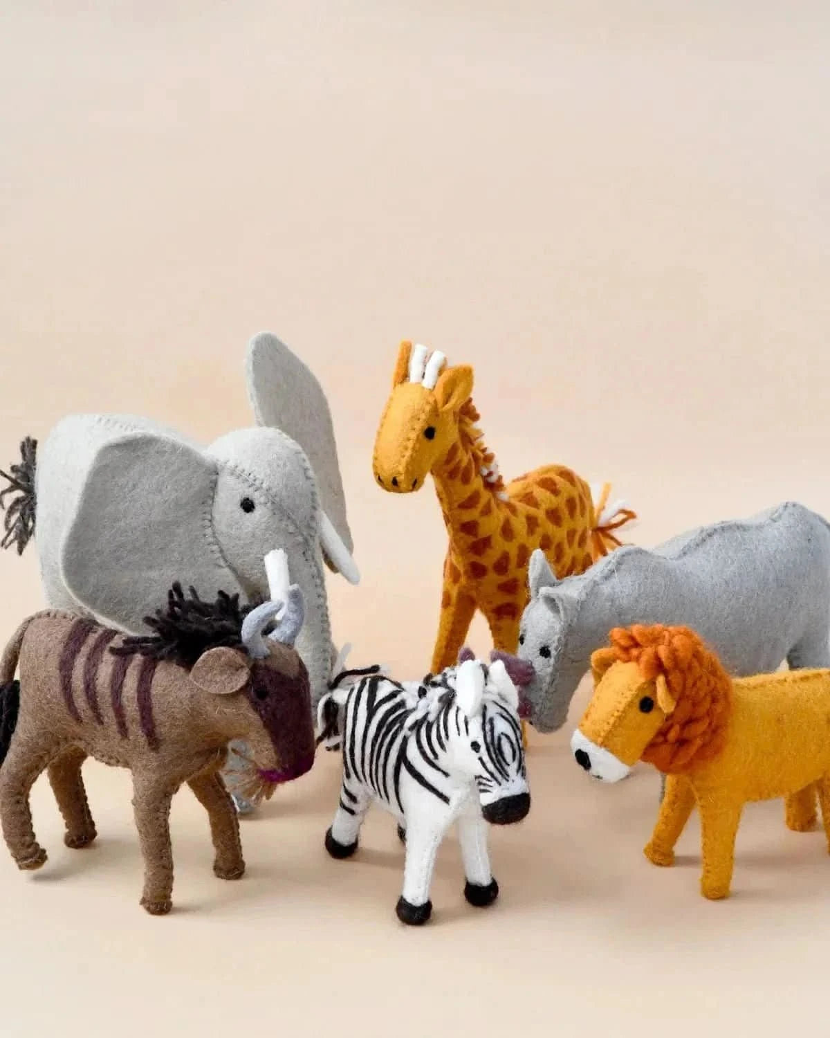 Felt Safari Animals Set – 6 Handmade Wool Felt Toys - Waydiy