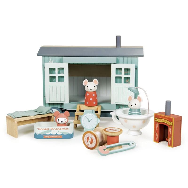 Wooden Shepherd’s Hut Playset – 27cm - Waydiy