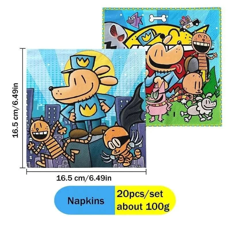 Cartoon Dog Party Tableware Kit – Eco - Friendly Disposable Plates, Cups & Decorations - Waydiy