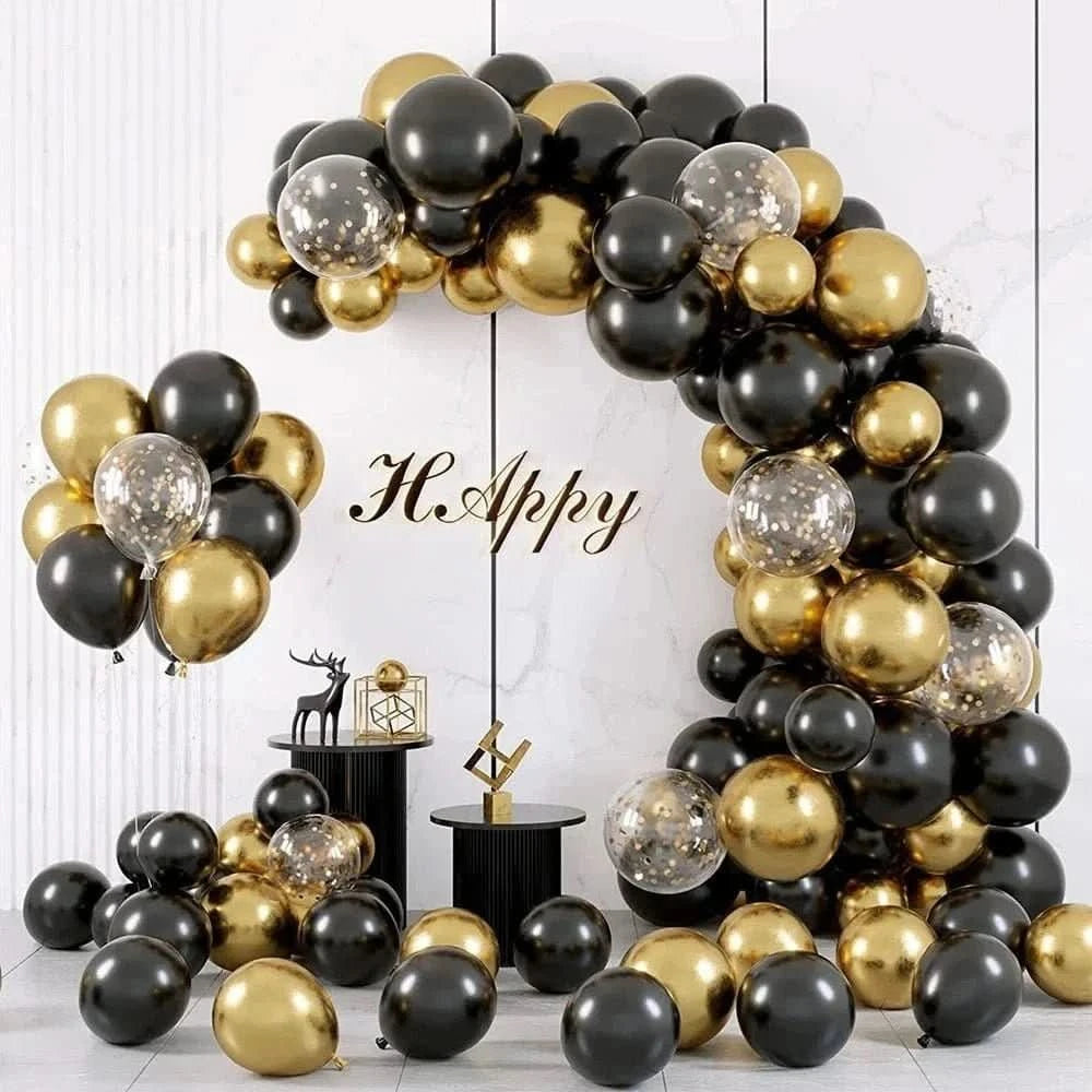 Black and Gold Balloon Arch Kit – Metallic Party Decorations for Birthday & Wedding - Waydiy