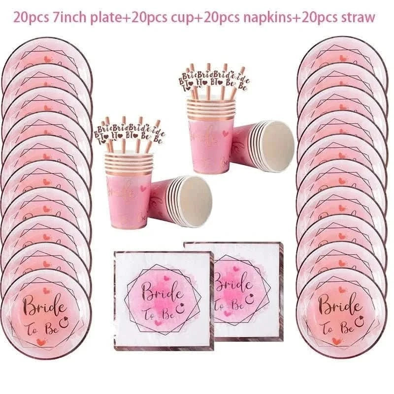 Bachelorette Party Decoration Set – Bride To Be Plates, Banner & Accessories - Waydiy