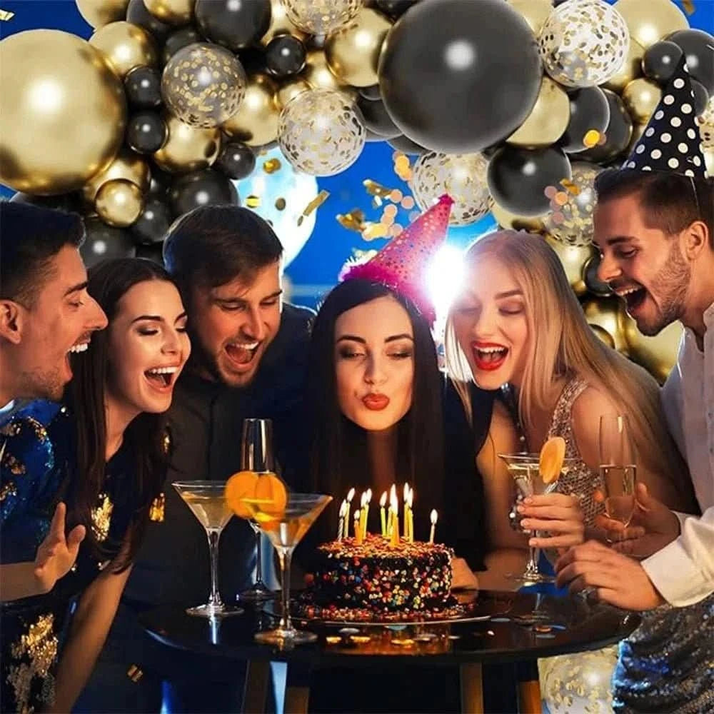Black and Gold Balloon Arch Kit – Metallic Party Decorations for Birthday & Wedding - Waydiy