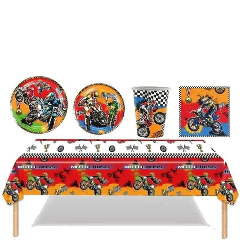 Off - Road Motorcycle Party Tableware Set – Birthday & Baby Shower Decorations - Waydiy