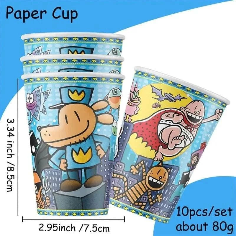 Cartoon Dog Party Tableware Kit – Eco - Friendly Disposable Plates, Cups & Decorations - Waydiy