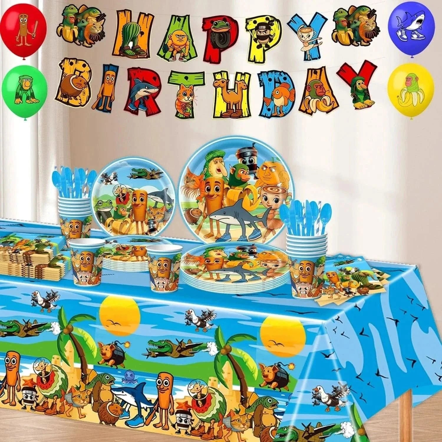 Birthday Party Tableware Set – Plates, Banner & Decorations for Baby Shower - Waydiy