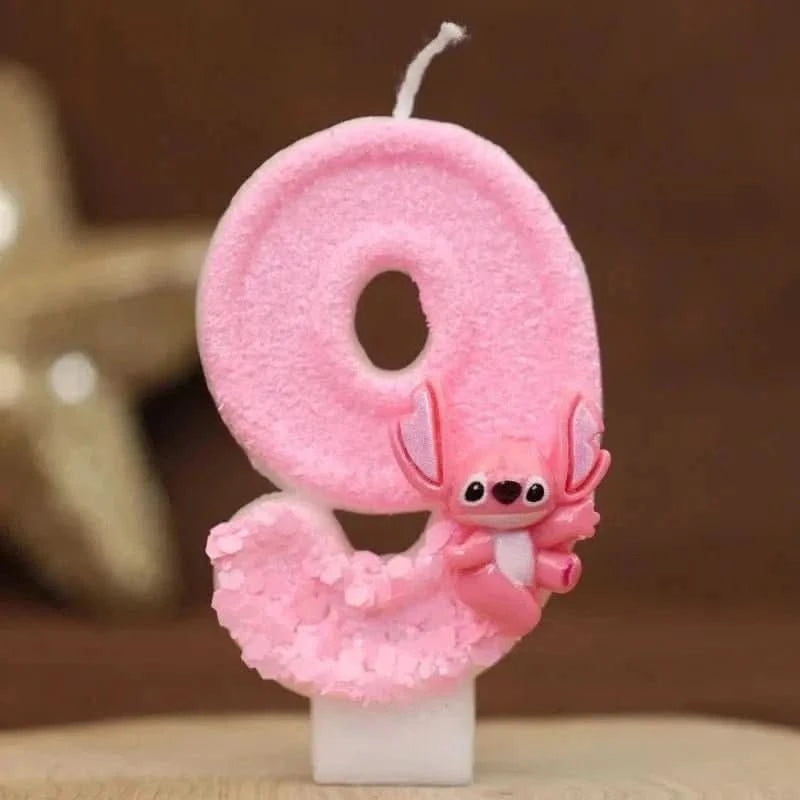 Pink Cartoon Number Candles 0–9 – Birthday Cake Decoration for Kids Parties - Waydiy
